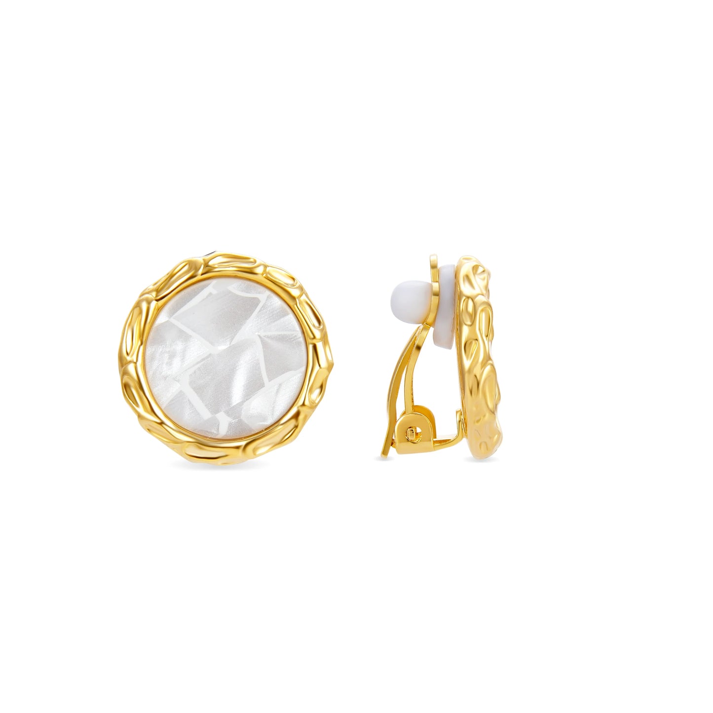 Pendientes de Madreperla Blanca acabados en oro amarillo de 18K - Ethki