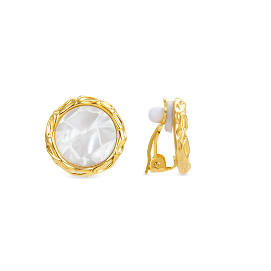 Pendientes de Madreperla Blanca acabados en oro amarillo de 18K - Ethki