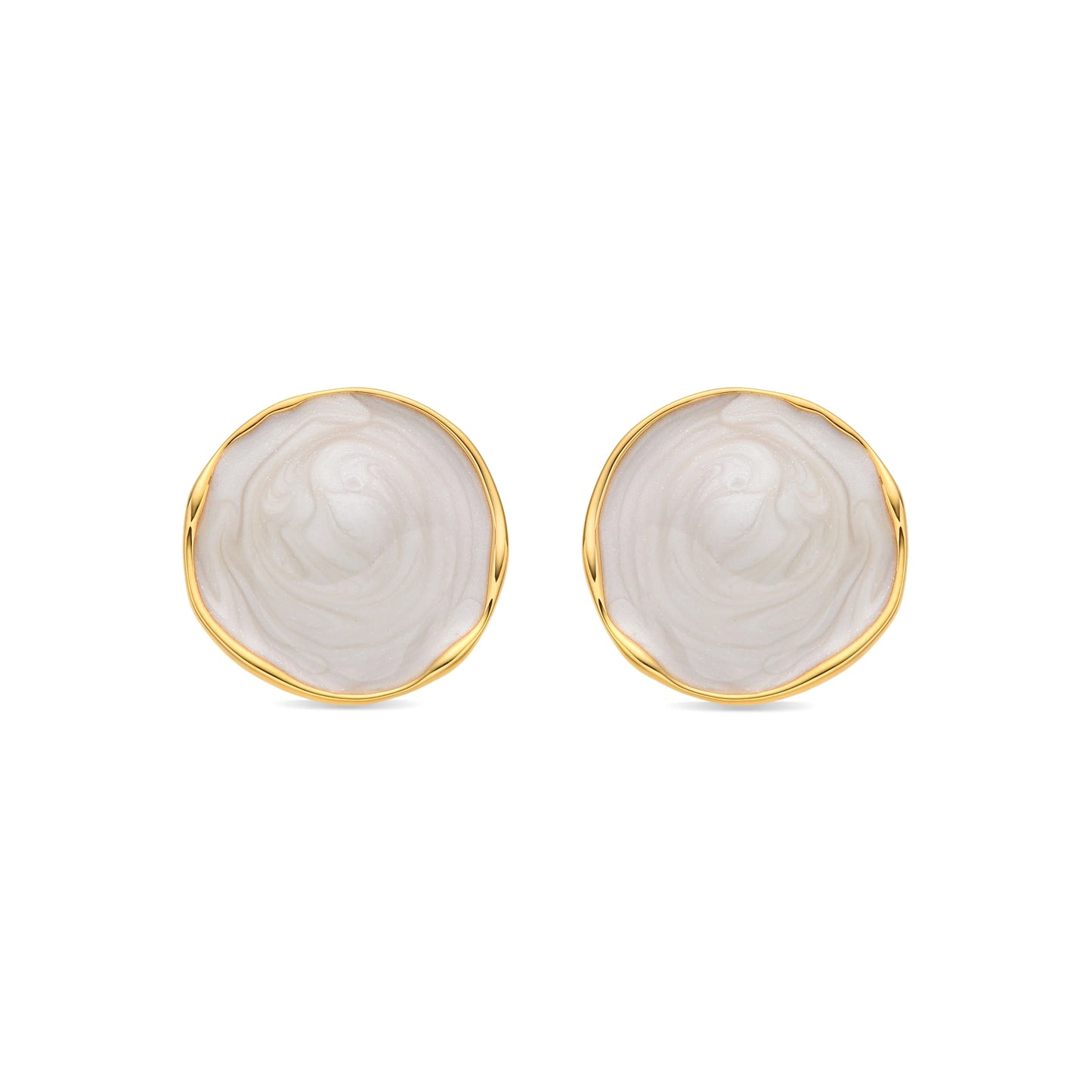 Pendientes acabado oro amarillo de 18k y Lacado Blanco - Huldio