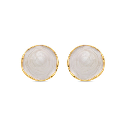 Pendientes acabado oro amarillo de 18k y Lacado Blanco - Huldio
