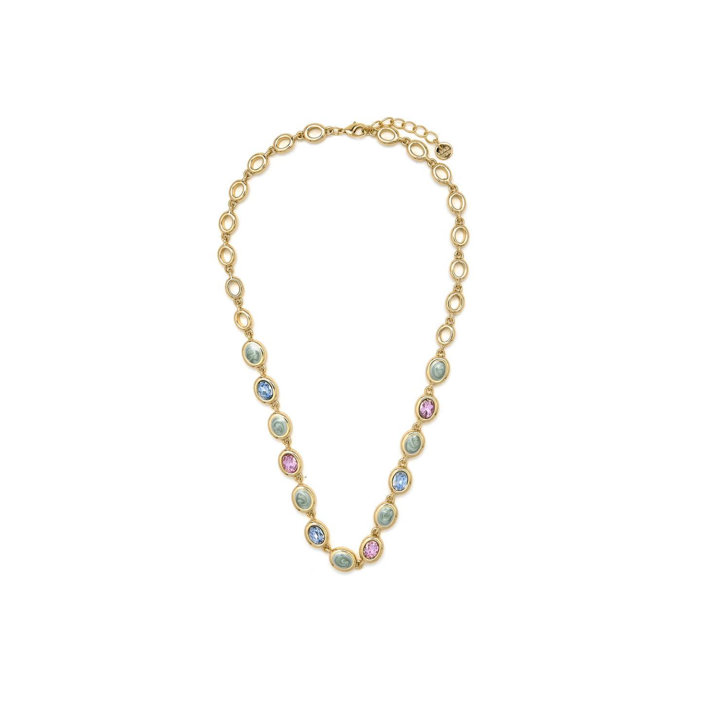 Collar de Cuarzo Hidrotermal Multicolor acabado en oro amarillo 18k - Asbi