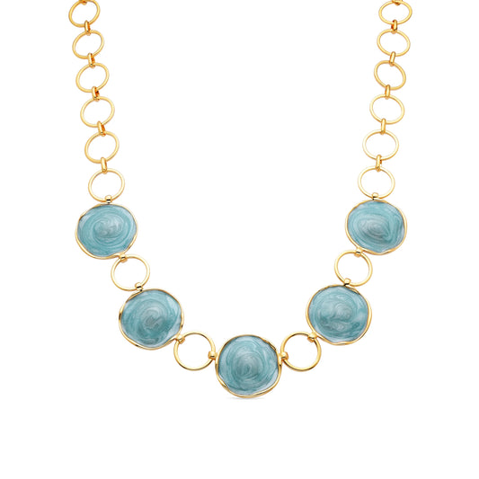 Collar acabado oro amarillo de 18k y Lacado Azul - Huldio