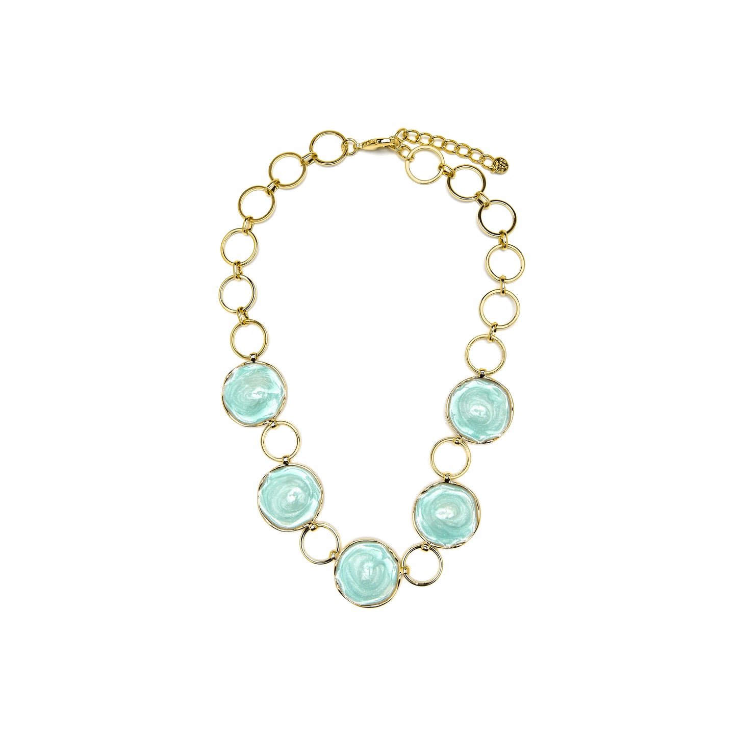 Collar acabado oro amarillo de 18k y Lacado Azul - Huldio