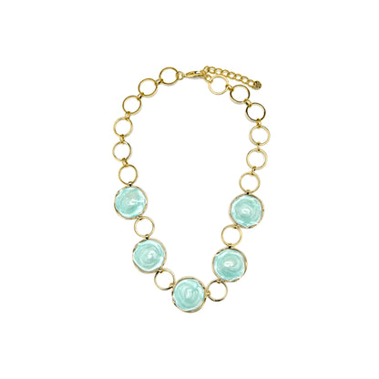 Collar acabado oro amarillo de 18k y Lacado Azul - Huldio