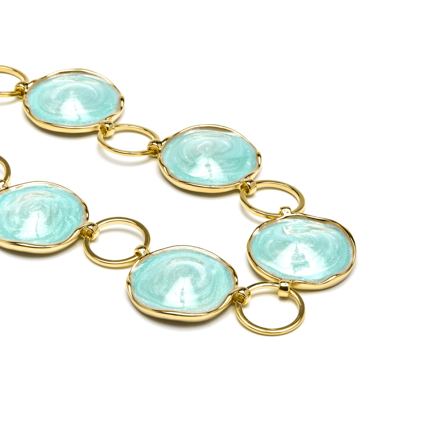 Collar acabado oro amarillo de 18k y Lacado Azul - Huldio