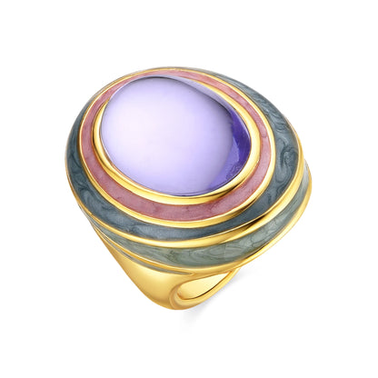 Anillo con Cristal Morado acabado oro 18k - Nori