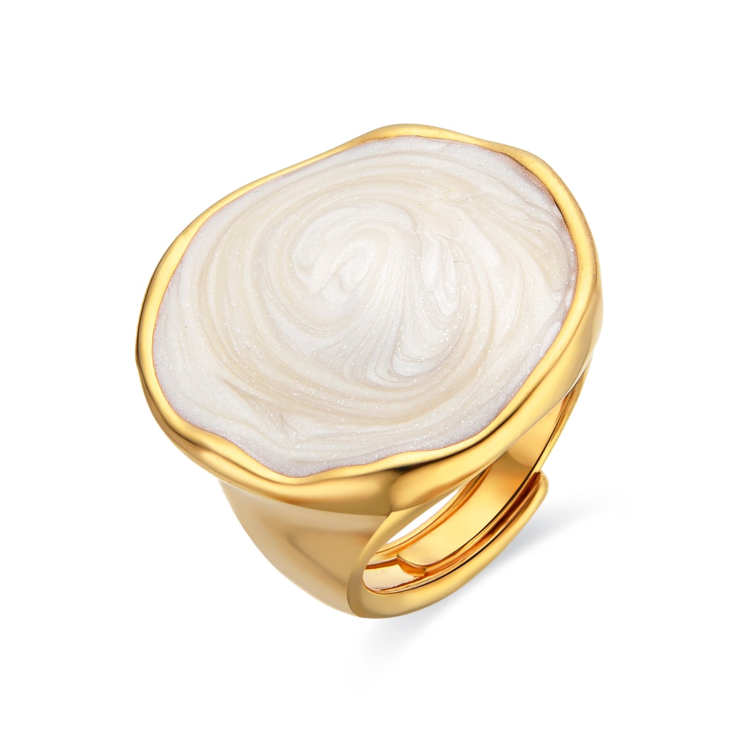 Anillo acabado oro amarillo de 18k y Lacado Blanco - Huldio