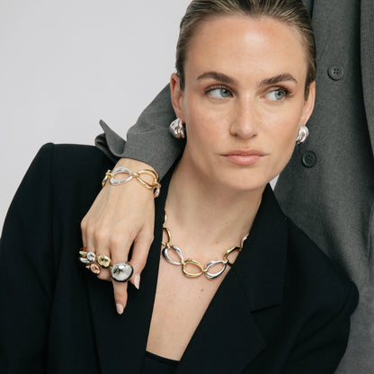 Anillo acabado en Rodio, oro amarillo y rosa de 18k - Simsi