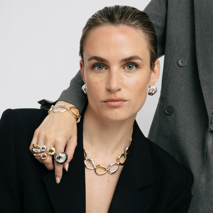 Anillo acabado en Rodio, oro amarillo y rosa de 18k - Simsi