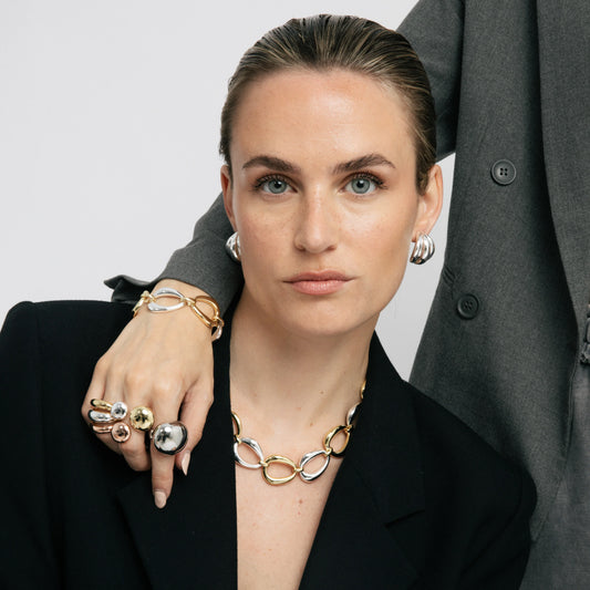 Anillo acabado en Rodio, oro amarillo y rosa de 18k - Simsi