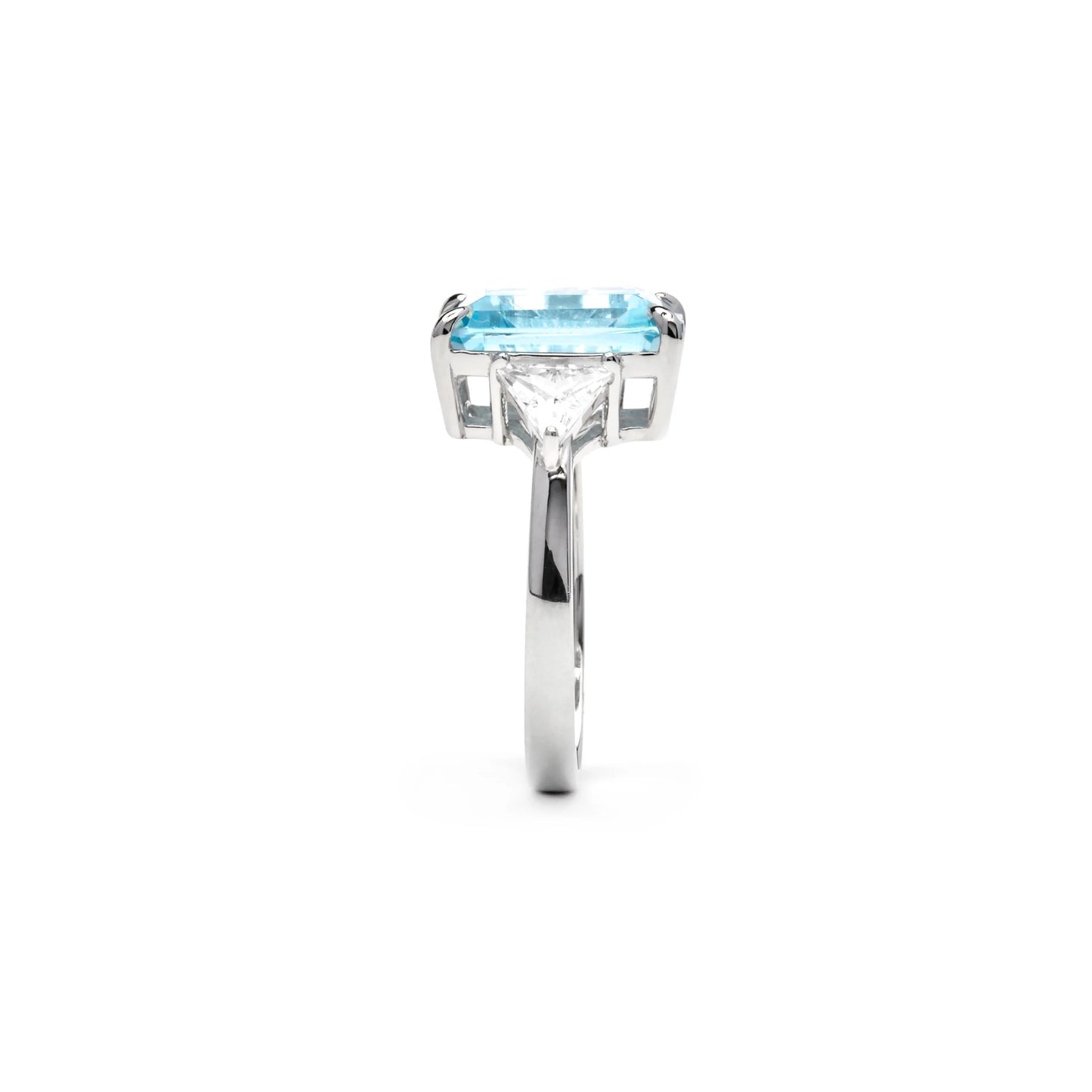 Anillo de Plata de Ley 925 y Circonita Aguamarina acabado rodio - Xifa