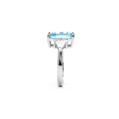 Anillo de Plata de Ley 925 y Circonita Aguamarina acabado rodio - Xifa