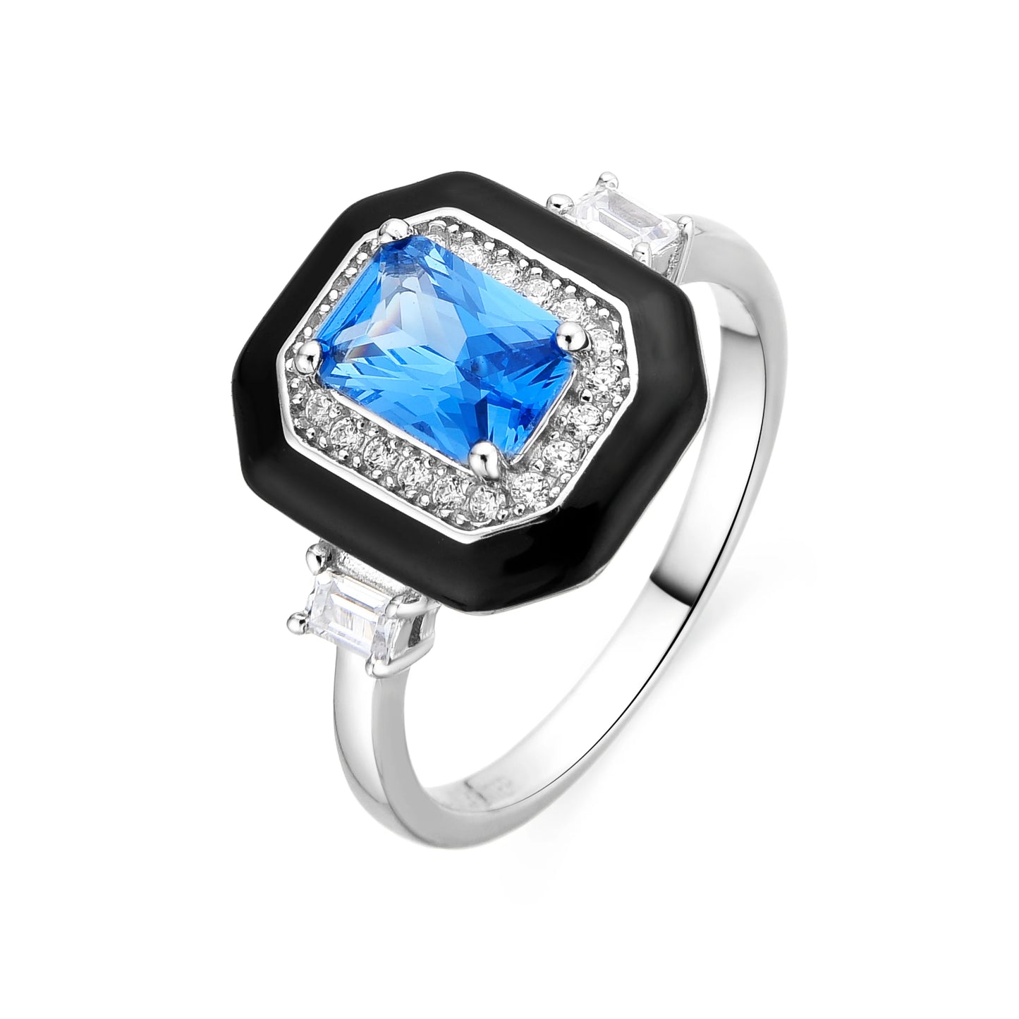 Anillo de Plata de Ley 925 y Lacado Negro acabado rodio - Oiwa