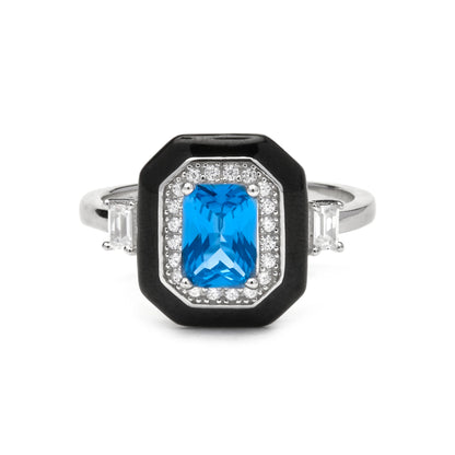 Anillo de Plata de Ley 925 y Lacado Negro acabado rodio - Oiwa