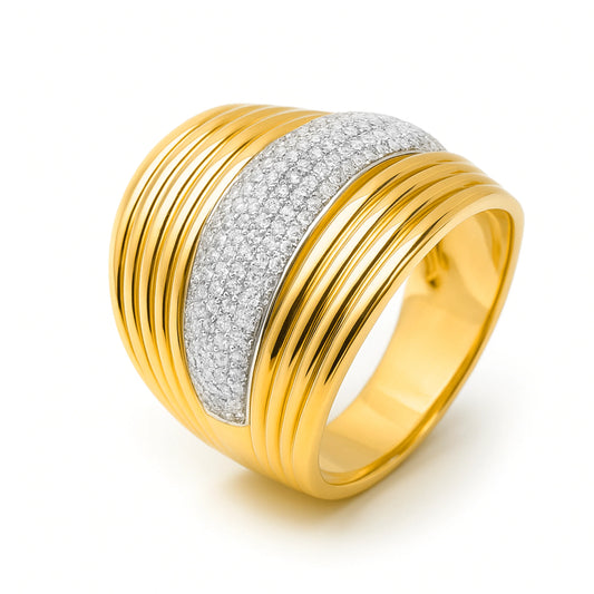Anillo de Plata de Ley 925 y Circonita Brillante acabado en oro amarillo 18k - Hue