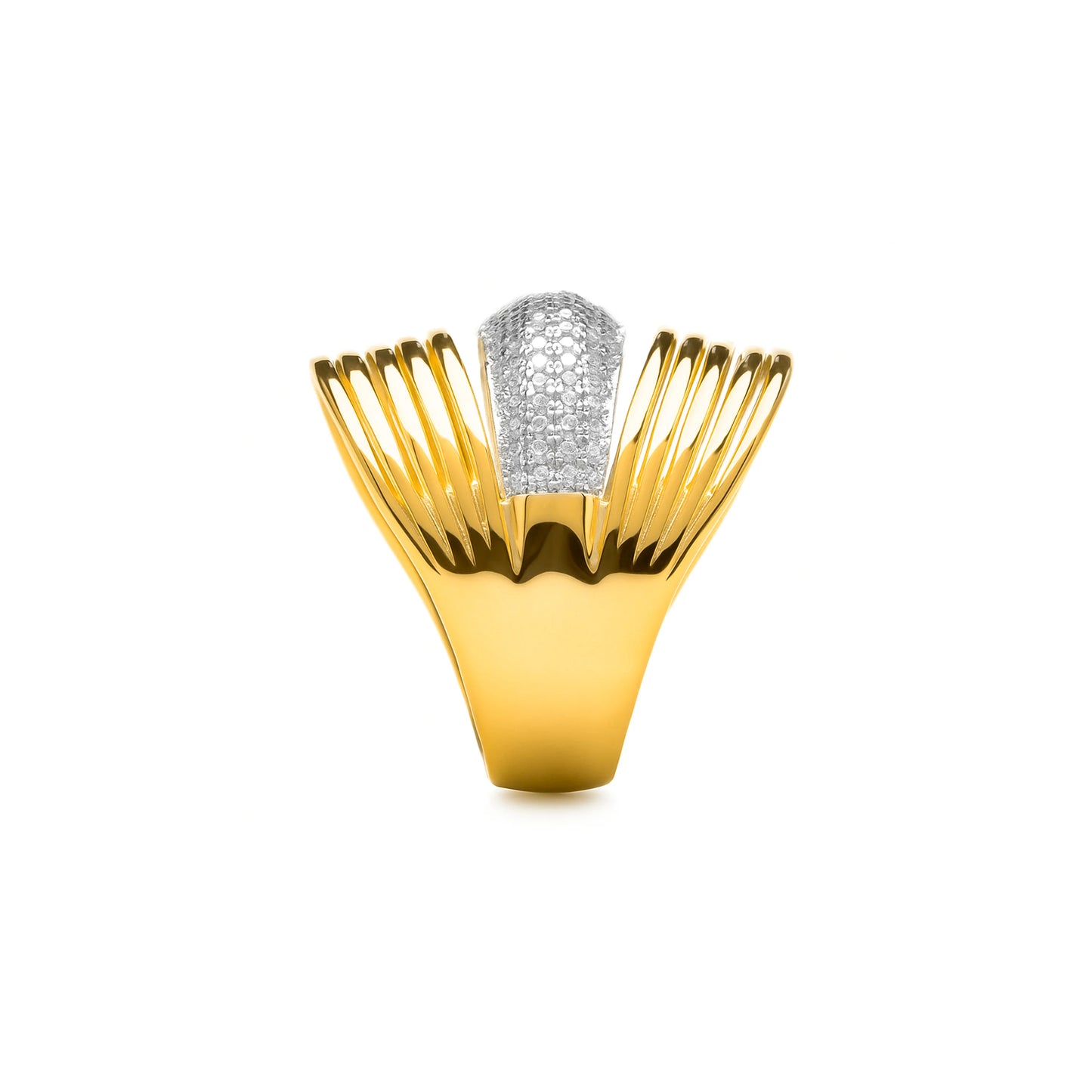 Anillo de Plata de Ley 925 y Circonita Brillante acabado en oro amarillo 18k - Hue