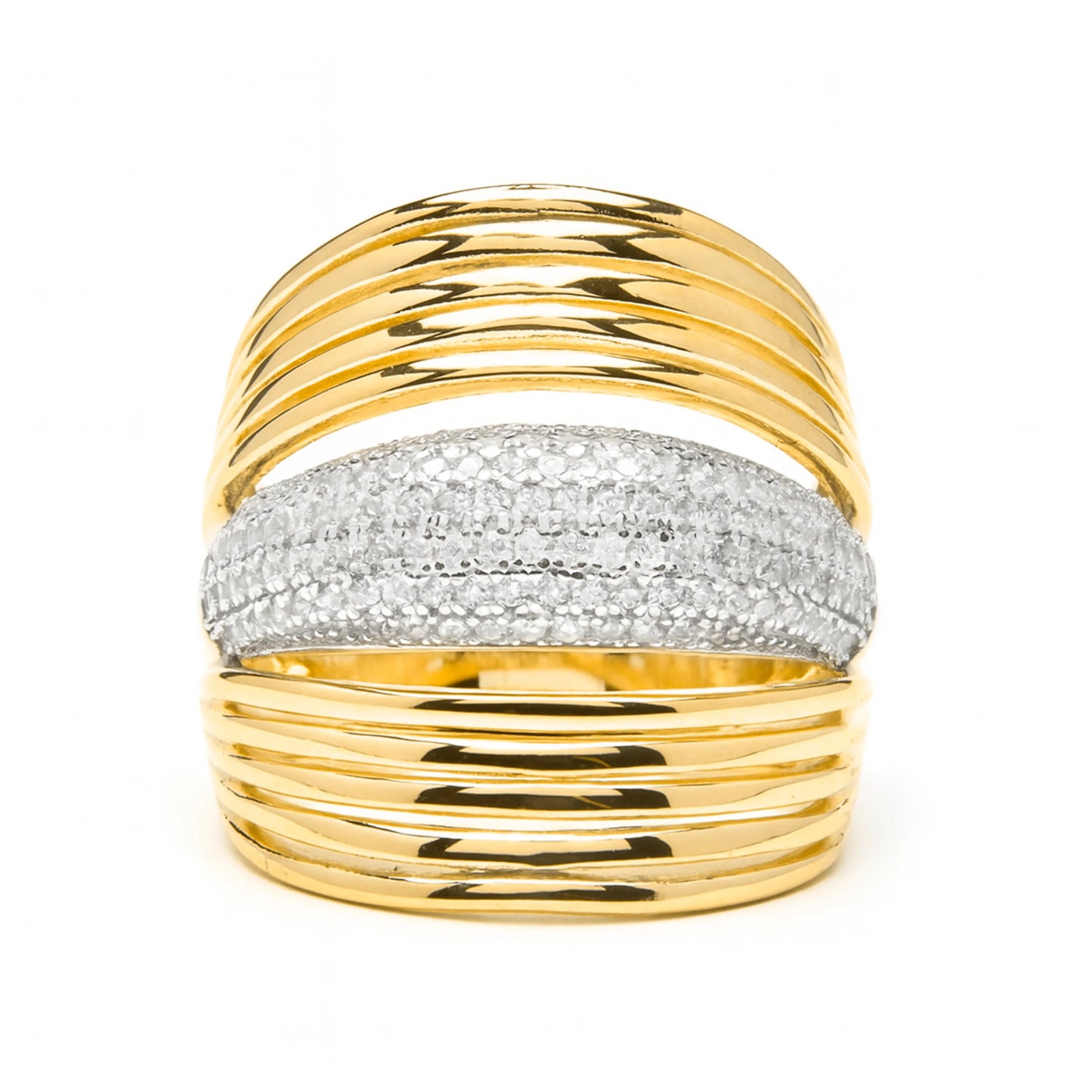 Anillo de Plata de Ley 925 y Circonita Brillante acabado en oro amarillo 18k - Hue