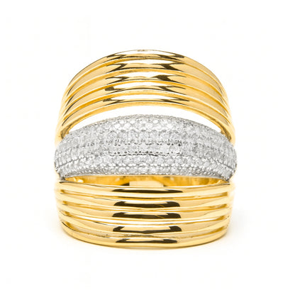 Anillo de Plata de Ley 925 y Circonita Brillante acabado en oro amarillo 18k - Hue