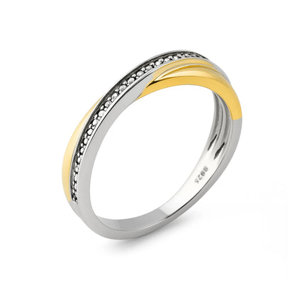 Anillo de Plata de Ley 925 y Circonita Brillante acabado en oro amarillo 18k - Sedaj