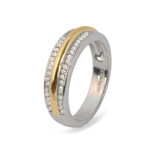 Anillo de Plata de Ley 925 y Circonita Brillante acabado en oro amarillo 18k - Fatui