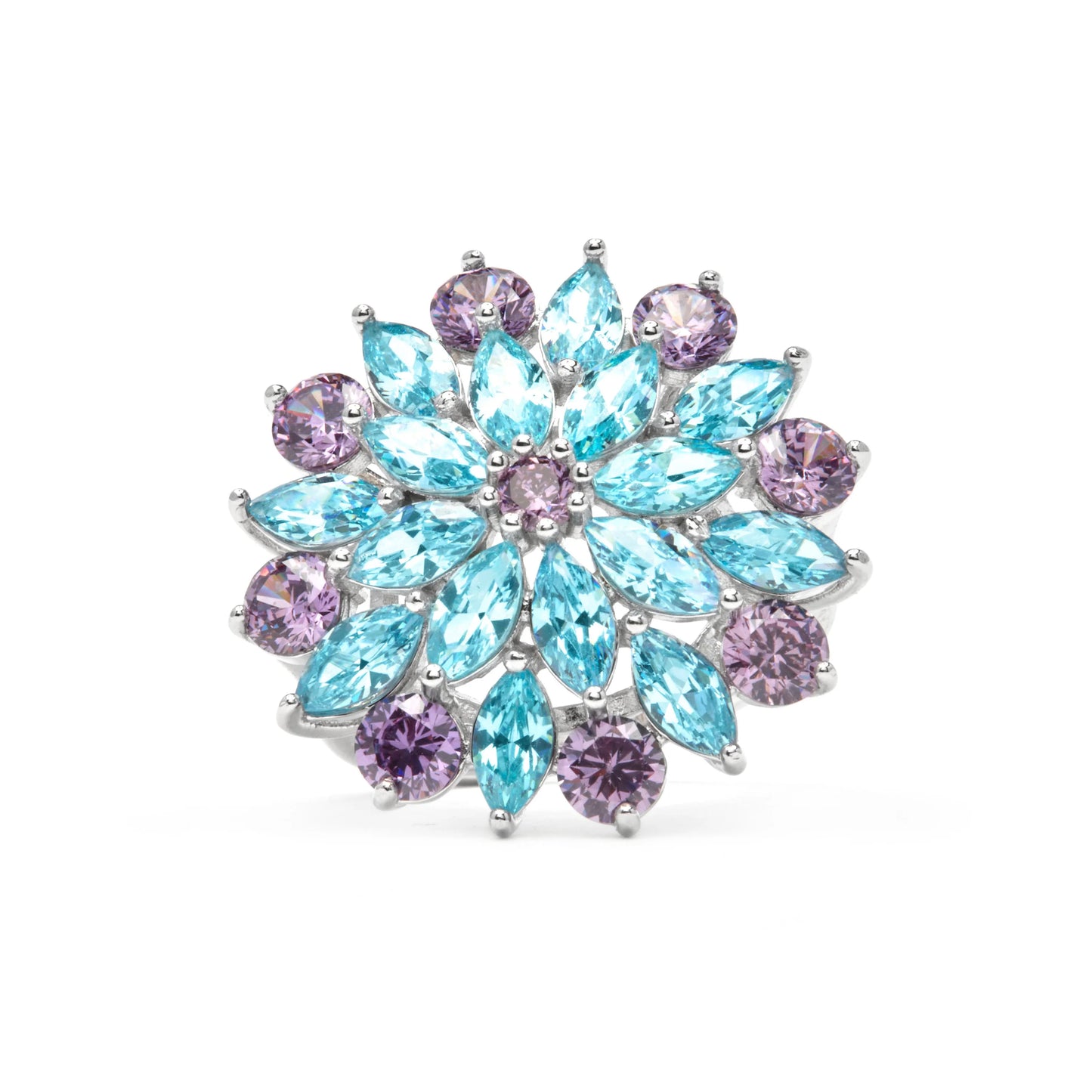 Anillo de Plata de Ley 925 y Circonita Aguamarina acabado en rodio - Uvonda