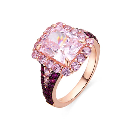 Anillo de Plata de Ley 925 y Circonita Rosa acabado rodio - Cabel