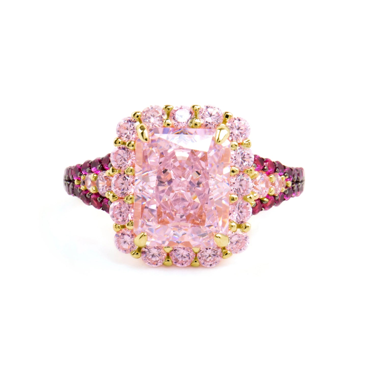 Anillo de Plata de Ley 925 y Circonita Rosa acabado rodio - Cabel