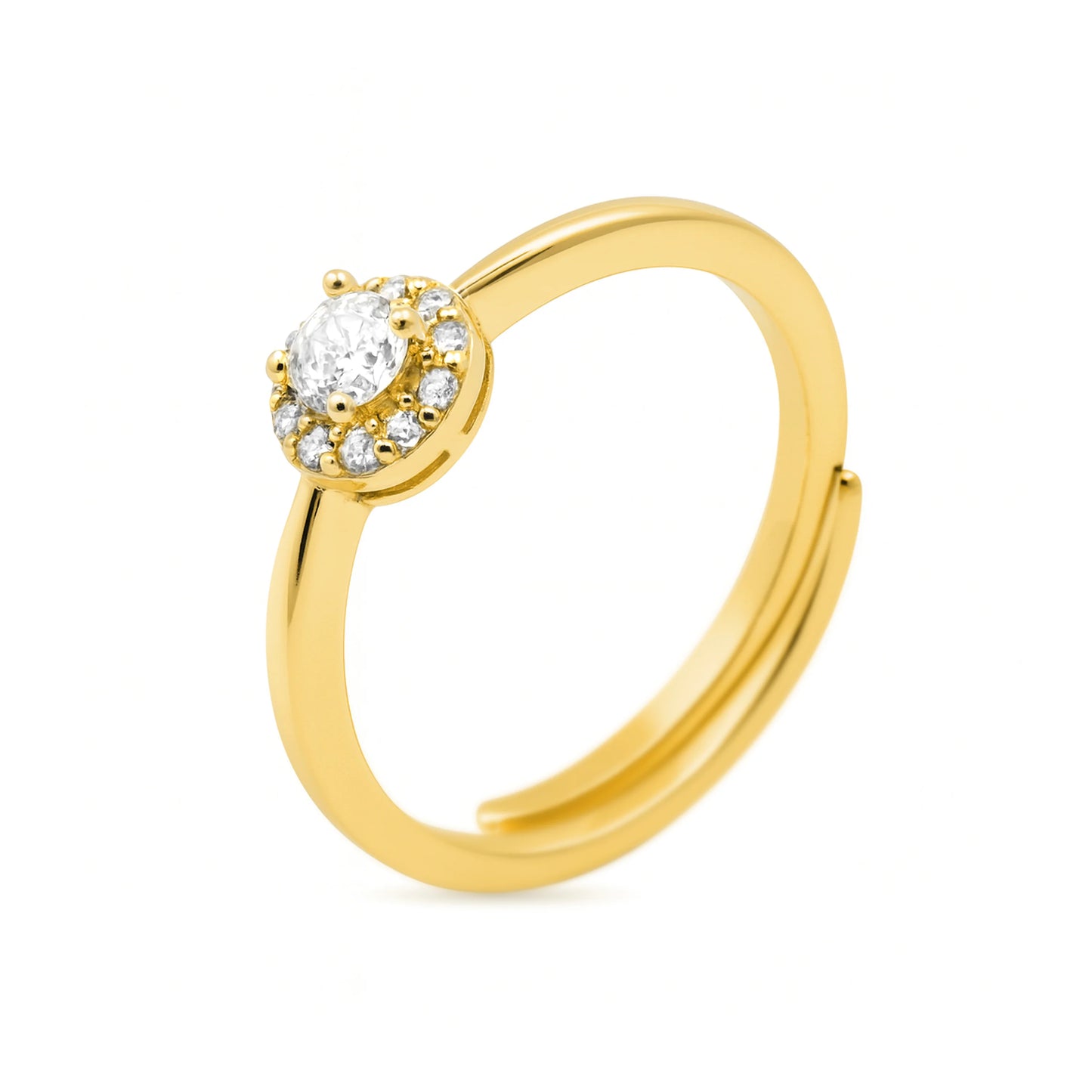 Anillo de Plata de Ley 925 y Circonita Brillante acabado en oro amarillo 18k - Aldra