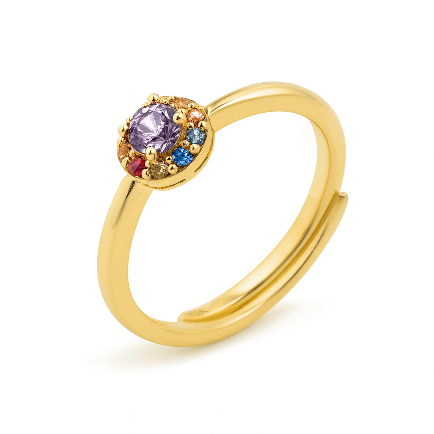 Anillo de Plata de Ley 925 y Circonita Multicolor acabado en oro amarillo 18k - Aldra