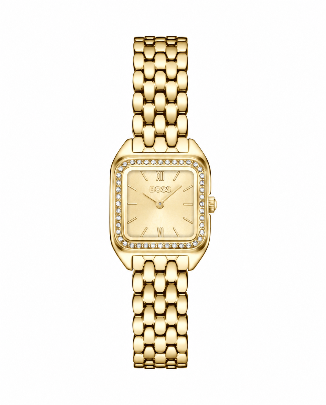 BOSS Mae Petite 1502883 dorado con fondo blanco, vista frontal