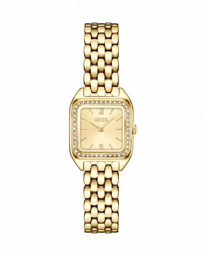 BOSS Mae Petite 1502883 dorado con fondo blanco, vista frontal