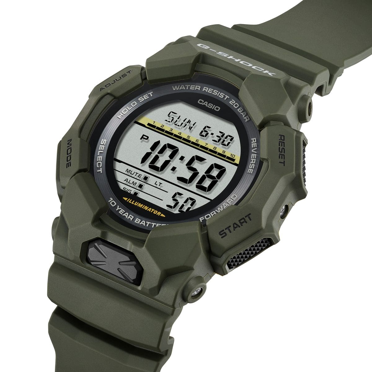Casio G-SHOCK GD-010-3ER verde, detalle