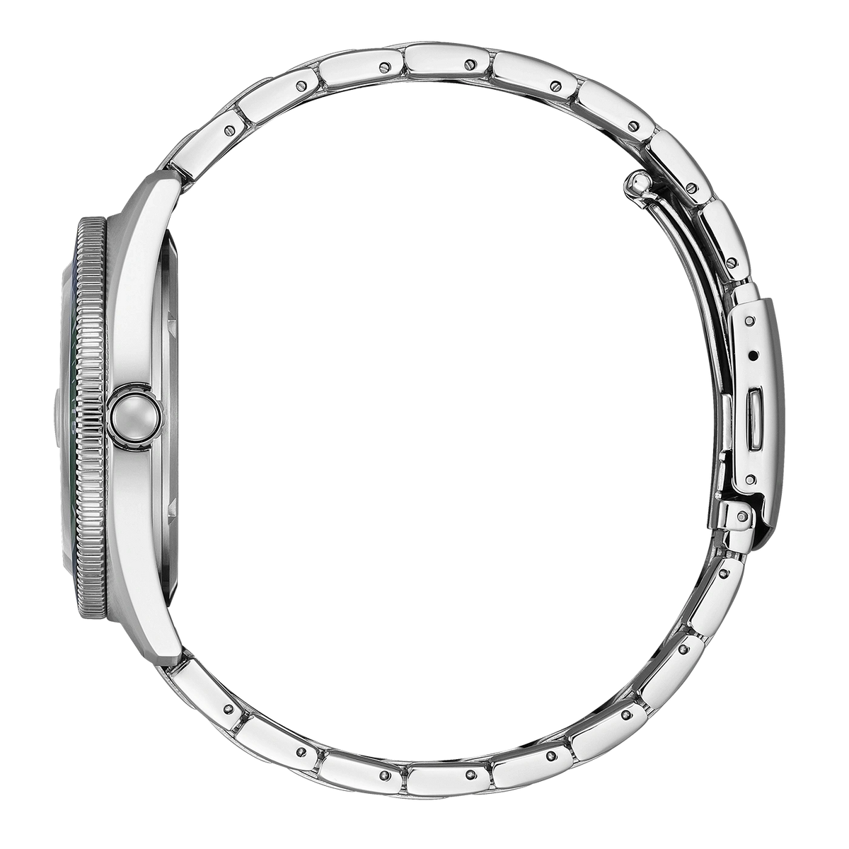 Citizen Marine 188 Eco-Drive AW1880-55X de acero con esfera verde, vista lateral