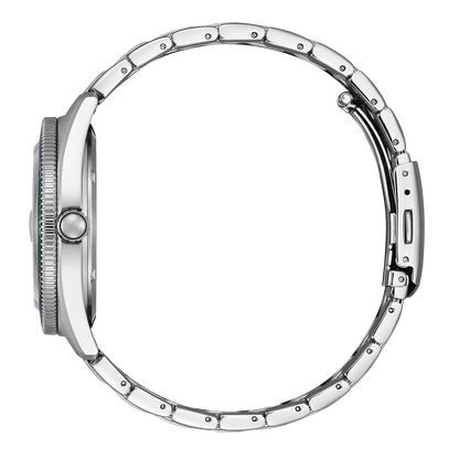 Citizen Marine 188 Eco-Drive AW1880-55X de acero con esfera verde, vista lateral