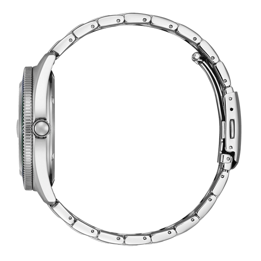 Citizen Marine 188 Eco-Drive AW1880-55X de acero con esfera verde, vista lateral