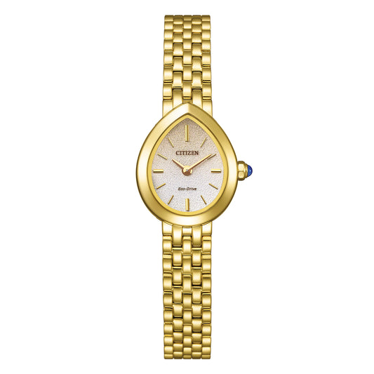 Reloj de mujer Citizen Lady Eco-Drive EX1552-59A dorado y esfera blanca, vista frontal