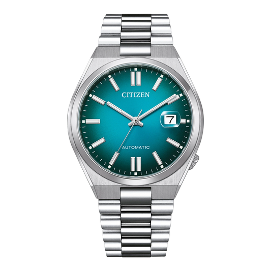 Reloj Citizen Tsuyosa NJ0151-88X de acero con esfera verde turquesa, vista frontal