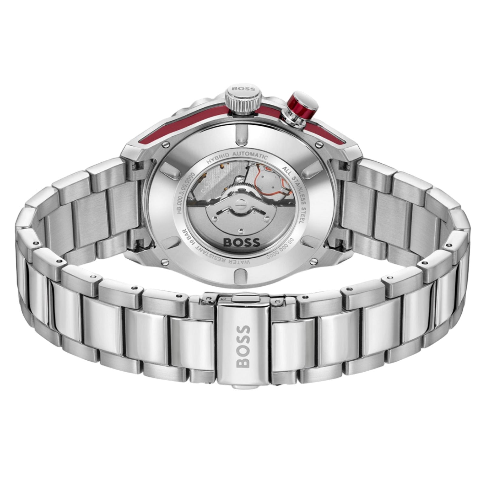 Reloj Hugo Boss Bossmatic con diseño automático híbrido y pulsera de acero inoxidable.