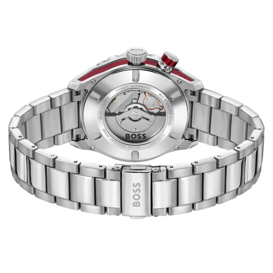 Reloj Hugo Boss Bossmatic con diseño automático híbrido y pulsera de acero inoxidable.