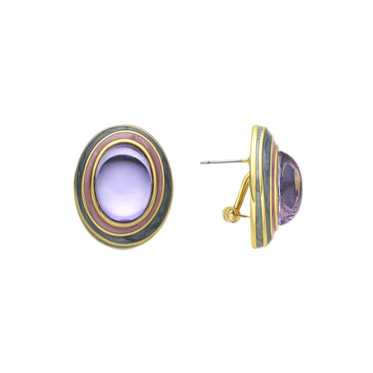Pendientes con Cristal Morado acabado oro 18k - Nori