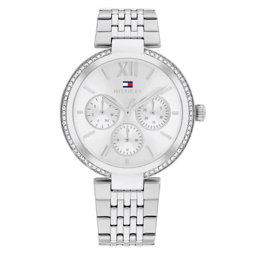 Esfera blanca del reloj Tommy Hilfiger Mujer multifunción con cristal mineral resistente