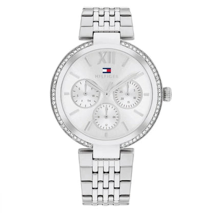 Esfera blanca del reloj Tommy Hilfiger Mujer multifunción con cristal mineral resistente