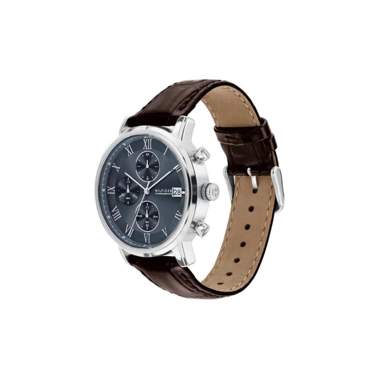 Reloj de hombre Tommy Hilfiger Kane 1710795 con esfera azul y correa de piel marrón, fotografía 2